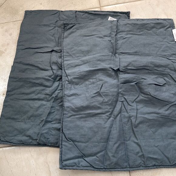 Quince European Linen Box Quilted Sham Set Standard NWOT Dusty Blue - Picture 6 of 6